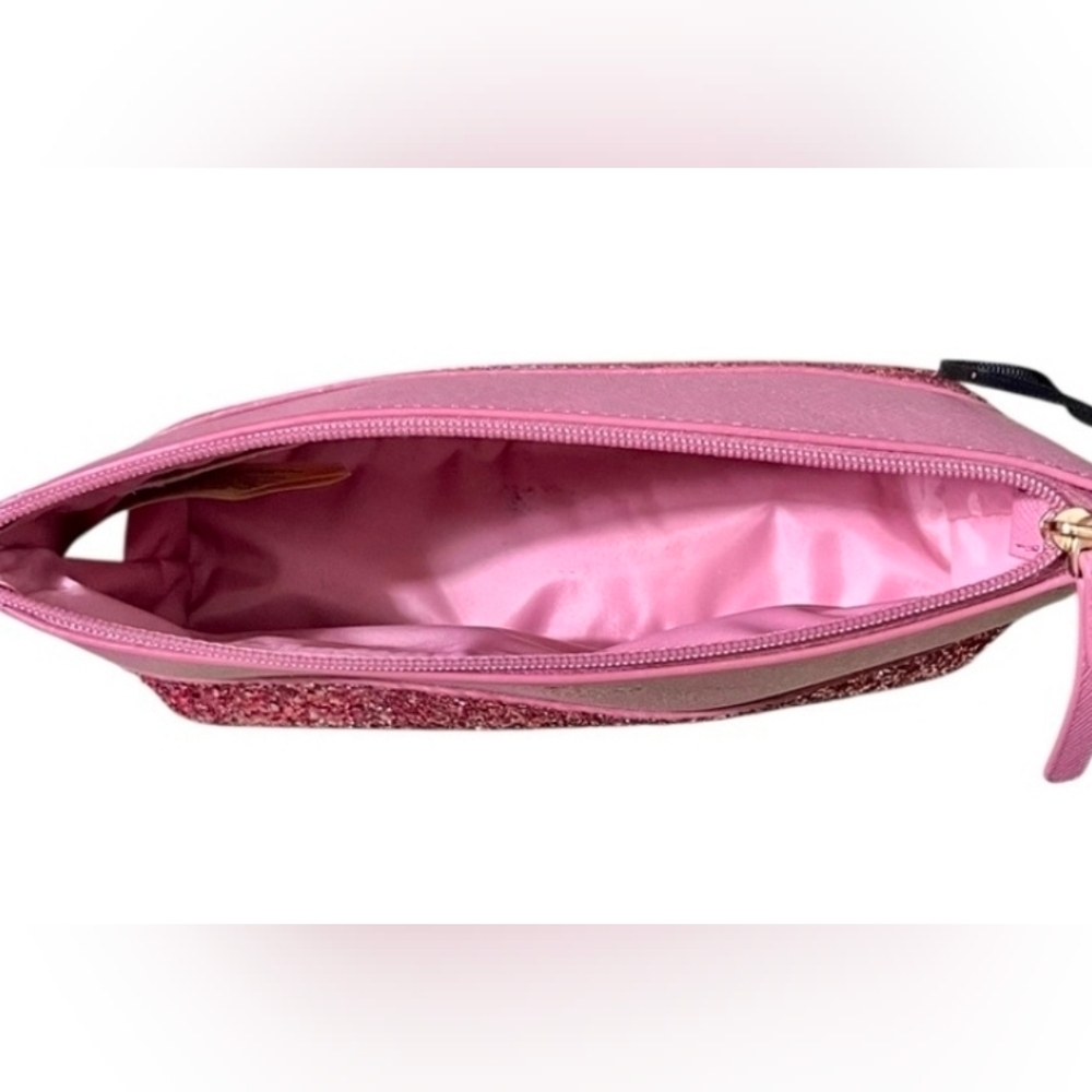 KATE SPADE Greta Court Little Shiloh Sparkle Cosmetic Bag Dusty Rose Peony - Picture 5 of 10